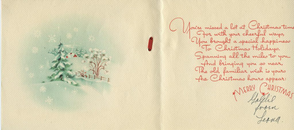 Message in Christmas card