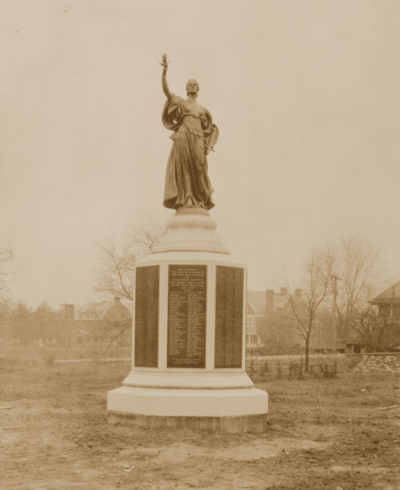 An early view of the WWI Monument in Frederick's Memorial Park
